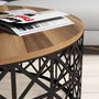 Hanah Home Selin Metal Ferforje Mesa de Centro Nogal y Negro